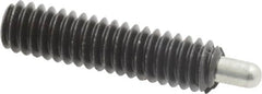 Jergens - 1/4-20, 1" Thread Length, 3/16" Plunger Projection, Steel Threaded Spring Plunger - 0.119" Max Plunger Diam, 1" Plunger Length, 1 Lb Init End Force, 4 Lb Final End Force, 1/8" Hex - Americas Tooling