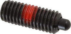 Jergens - 1/2-13, 1-1/4" Thread Length, 1/4" Plunger Projection, Steel Threaded Spring Plunger - 1/4" Max Plunger Diam, 1-1/4" Plunger Length, 6.6 Lb Init End Force, 17.4 Lb Final End Force, 1/4" Hex - Americas Tooling