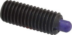 Jergens - 1/2-13, 1-1/4" Thread Length, 1/4" Plunger Projection, Steel Threaded Spring Plunger - 1/4" Max Plunger Diam, 1-1/4" Plunger Length, 6.6 Lb Init End Force, 17.4 Lb Final End Force, 1/4" Hex - Americas Tooling