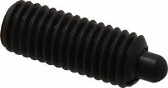 Jergens - 1/2-13, 1-1/4" Thread Length, 1/4" Plunger Projection, Steel Threaded Spring Plunger - 1/4" Max Plunger Diam, 1-1/4" Plunger Length, 6.6 Lb Init End Force, 17.4 Lb Final End Force, 1/4" Hex - Americas Tooling