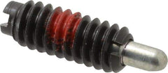 Jergens - 1/4-20, 5/8" Thread Length, 3/16" Plunger Projection, Steel Threaded Spring Plunger - 0.119" Max Plunger Diam, 5/8" Plunger Length, 0.3 Lb Init End Force, 3.5 Lb Final End Force - Americas Tooling