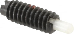 Jergens - 1/4-20, 5/8" Thread Length, 3/16" Plunger Projection, Steel Threaded Spring Plunger - 0.119" Max Plunger Diam, 5/8" Plunger Length, 0.3 Lb Init End Force, 3.5 Lb Final End Force - Americas Tooling