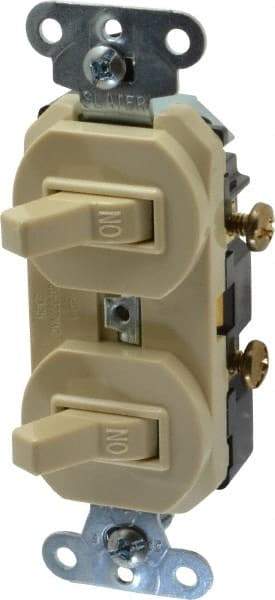 Pass & Seymour - 1 Pole, 120/277 VAC, 20 Amp, Flush Mounted, Ungrounded, Tamper Resistant Duplex Switch - NonNEMA Configuration, 2 Switch, Side Wiring, UL Listed 20 Standard - Americas Tooling