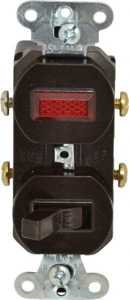 Pass & Seymour - 1 Pole, 120/125 VAC, 15 Amp, Flush Mounted, Ungrounded, Tamper Resistant Combination Switch with Pilot Light - NonNEMA Configuration, 1 Switch, Side Wiring, UL Listed 20 498 Standard - Americas Tooling