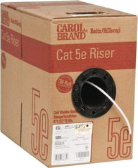 Made in USA - Cat5e, 24 AWG, 4 Wires, Unshielded Network & Ethernet Cable - White, Polyolefin, 1,000' OAL - Americas Tooling