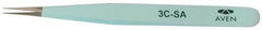 Aven - 4-1/4" OAL 3C-SA Color Coded Precision Tweezers - Stainless Steel, 3C-SA Pattern - Americas Tooling