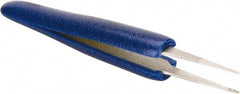 Aven - 4-3/4" OAL 2A-SA Ergonomic Cushion Grip Tweezers - Straight, Flat Tips - Americas Tooling