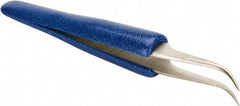 Aven - 4-1/2" OAL 7-SA Ergonomic Cushion Grip Tweezers - Curved, Super-Fine, Pointed Tips - Americas Tooling