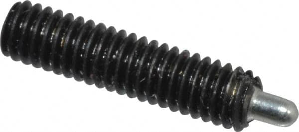 Jergens - M4 x 0.7, 16mm Thread Length, 2.5mm Plunger Projection, Steel Threaded Spring Plunger - 1.78mm Max Plunger Diam, 16mm Plunger Length, 0.32 Kg Init End Force, 1.04 Kg Final End Force, 2mm Hex - Americas Tooling