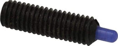 Jergens - M8 x 1.25, 25mm Thread Length, 5mm Plunger Projection, Steel Threaded Spring Plunger - 3.43mm Max Plunger Diam, 25mm Plunger Length, 1.35 Kg Init End Force, 6.75 Kg Final End Force, 4mm Hex - Americas Tooling