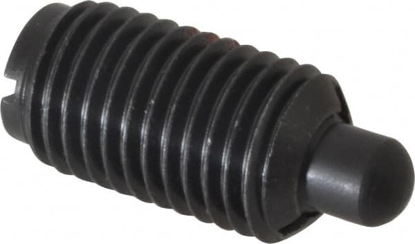 Jergens - M16 x 2.0, 28.5mm Thread Length, 8mm Plunger Projection, Steel Threaded Spring Plunger - 7.87mm Max Plunger Diam, 28.5mm Plunger Length, 1.59 Kg Init End Force, 11.79 Kg Final End Force - Americas Tooling