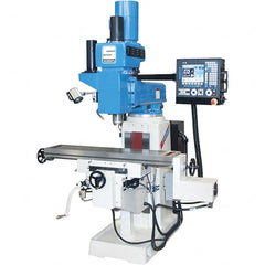 Summit - 11" Table Width x 52" Table Length, Variable Speed Pulley Control, 3 Phase Knee Milling Machine - CAT40 Spindle Taper, 5 hp - Americas Tooling