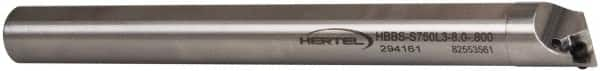 Hertel - 0.8" Min Bore Diam, 8" OAL, 3/4" Shank Diam, HBBS Indexable Boring Bar - 3" Max Bore Depth, WPMT Insert, Screw Holding Method - Americas Tooling