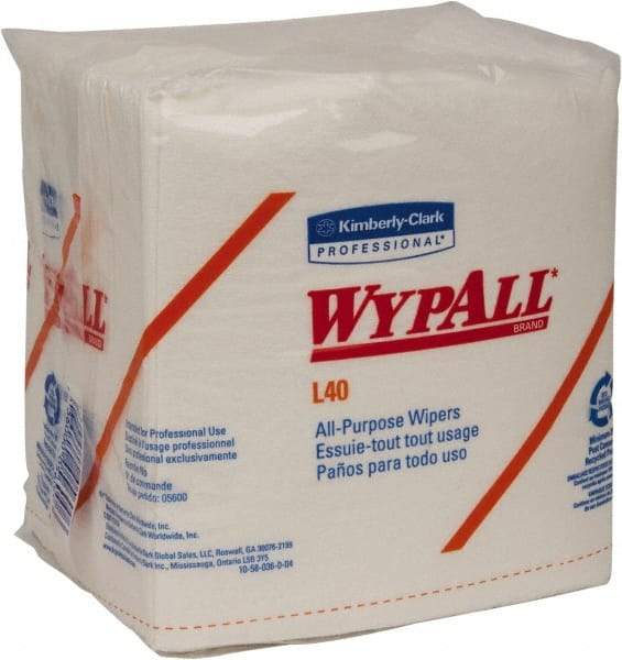 WypAll - L40 1/4 Fold General Purpose Wipes - Poly Pack, 13" x 12-1/2" Sheet Size, White - Americas Tooling