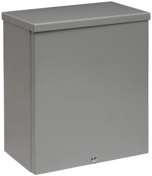 Cooper B-Line - Steel Junction Box Enclosure Screw Flat Cover - NEMA 3R, 12" Wide x 12" High x 4" Deep, Rainproof - Americas Tooling