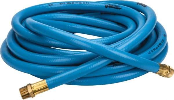 PRO-SOURCE - 1/2" ID x 3/4" OD 25' Long Multipurpose Air Hose - MNPT x MNPT Ends, 300 Working psi, 23 to 150°F, 1/2" Fitting, Blue - Americas Tooling