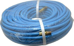 PRO-SOURCE - 1/4" ID x 15/32" OD 100' Long Multipurpose Air Hose - MNPT x MNPT Ends, 300 Working psi, 23 to 150°F, 1/4" Fitting, Blue - Americas Tooling