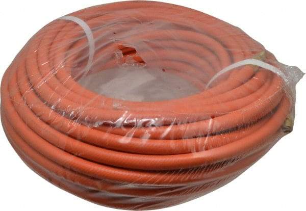 PRO-SOURCE - 3/8" ID x 19/32" OD 100' Long Multipurpose Air Hose - MNPT x MNPT Ends, 300 Working psi, 23 to 150°F, 1/4" Fitting, Orange - Americas Tooling