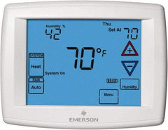 White-Rodgers - 45 to 99°F, 4 Heat, 2 Cool, Universal Touch Screen Programmable Thermostat - 0 to 30 Volts, Horizontal Mount, Electronic Contacts Switch - Americas Tooling