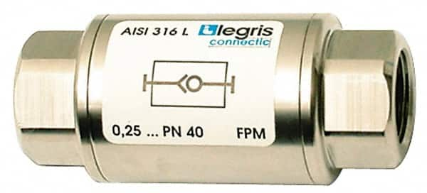 Legris - 1/4" Stainless Steel Check Valve - Unidirectional, Female BSPP x Female BSPP, 580 WOG - Americas Tooling