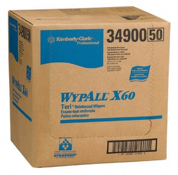 WypAll - X60 Dry Shop Towel/Industrial Wipes - 16-3/4" x 12-1/2" Sheet Size, White - Americas Tooling