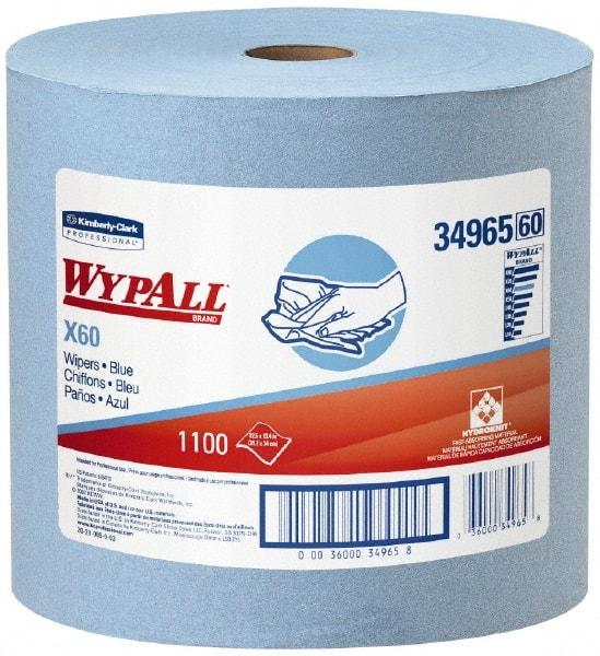 WypAll - X60 Dry Shop Towel/Industrial Wipes - Jumbo Roll, 13-3/8" x 12-1/2" Sheet Size, Blue - Americas Tooling