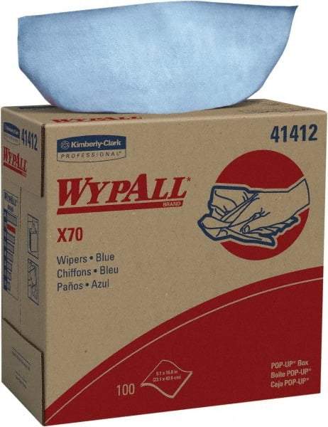 WypAll - X70 Reusable Shop Towel/Industrial Wipes - Pop-Up, 16-3/4" x 9" Sheet Size, Blue - Americas Tooling