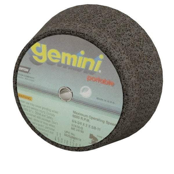 Norton - 6" Diam, 2" Overall Thickness, 16 Grit, Type 11 Tool & Cutter Grinding Wheel - Very Coarse Grade, Zirconia Alumina, P Hardness, 6,000 RPM - Americas Tooling