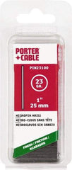 Porter-Cable - 23 Gauge 1" Long Pin Nails for Power Nailers - Steel, Galvanized Finish, Straight Stick Collation, Chisel Point - Americas Tooling