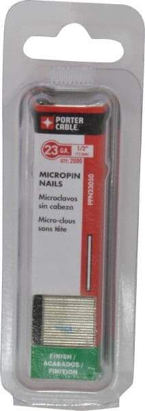 Porter-Cable - 23 Gauge 1/2" Long Pin Nails for Power Nailers - Steel, Galvanized Finish, Straight Stick Collation, Chisel Point - Americas Tooling