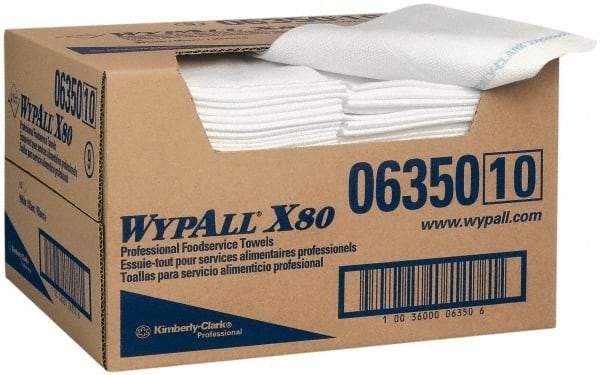 WypAll - 1/4 Fold Food Service Wipes - Box, 24" x 13-1/2" Sheet Size, Blue & White - Americas Tooling