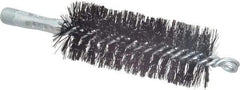 Schaefer Brush - 4-1/2" Brush Length, 1-3/4" Diam, Double Stem, Double Spiral Tube Brush - 7-1/2" Long, Tempered Steel Wire, 1/4" NPT Male Connection - Americas Tooling