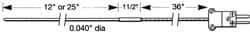 Thermo Electric - 0 to 1800°F, E Flexible, Thermocouple Probe - 3 Ft. Cable Length, Stripped Ends, 12 Inch Probe Sheath Length, 3 Sec Response Time - Americas Tooling