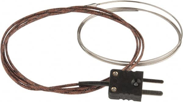 Thermo Electric - 0 to 1600°F, J Flexible, Thermocouple Probe - 3 Ft. Cable Length, Mini Connector, 25 Inch Probe Sheath Length, 3 Sec Response Time - Americas Tooling