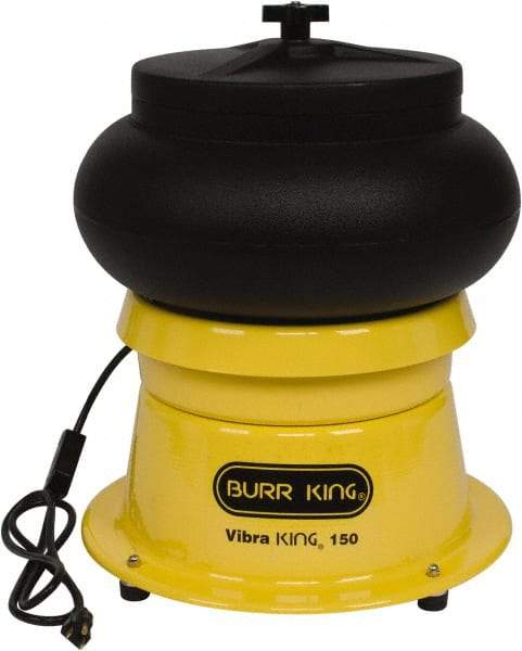 Burr King - 0.33 Cu Ft, 1/5 hp, Vibratory Tumbler - Adjustable Amplitude, Flow Through Drain - Americas Tooling