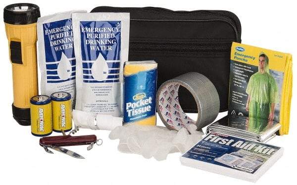 PRO-SAFE - Emergency Preparedness Kits Type: Emergency Response/Preparedness Kit Contents: 33 Piece First Aid Kit; Duct Tape; Drinking Water Packet; Dust Mask; Emergency Poncho; Flashlight; Gloves; Swiss Army Knife; Tissues - Americas Tooling