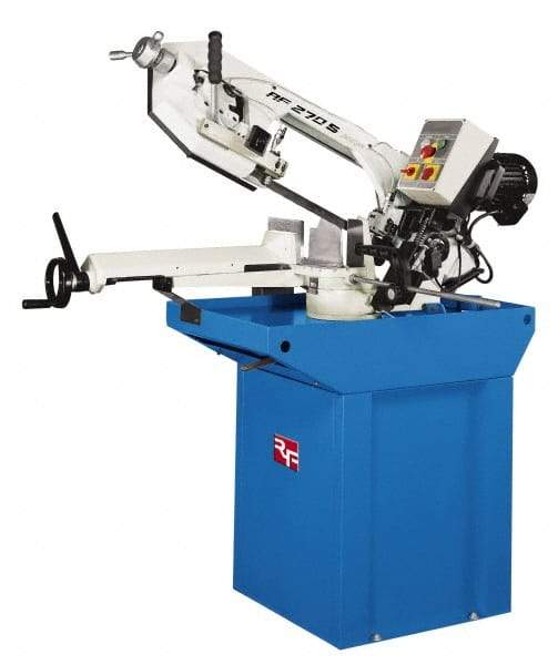 Enco - 9-3/8 x 6-1/4" Max Capacity, Manual Geared Head Horizontal Bandsaw - 138 & 276 SFPM Blade Speed, 220 Volts, 45 & 60°, 1.5 hp, 3 Phase - Americas Tooling