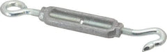 Made in USA - 112 (Hook) & 96 (Eye) Lb Load Limit, 5/16" Thread Diam, 2-9/16" Take Up, Aluminum Hook & Eye Turnbuckle - 3-7/16" Body Length, 7/32" Neck Length, 6-3/4" Closed Length - Americas Tooling