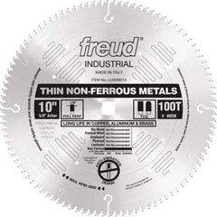 Freud - 10" Diam, 5/8" Arbor Hole Diam, 100 Tooth Wet & Dry Cut Saw Blade - Carbide-Tipped, Standard Round Arbor - Americas Tooling