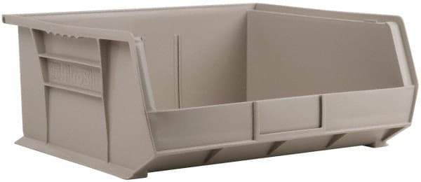 Akro-Mils - 75 Lb. Load Capacity, 14-3/4" Deep, Gray Polymer Hopper Stacking Bin - 7" High x 16-1/2" Wide x 14-3/4" Long - Americas Tooling