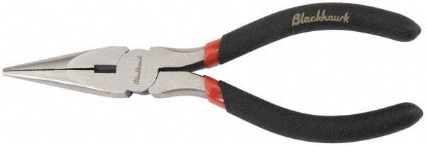 Blackhawk by Proto - 8-3/8" OAL, 2-29/32" Jaw Length x 27/32" Jaw Width, Long Nose Side Cutting Needle Nose Pliers - Round Jaw, Standard Head, Plastic Handles - Americas Tooling