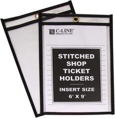 C-LINE - 25 Piece Clear Stitched Shop Ticket Holder - 9" High x 6" Wide - Americas Tooling