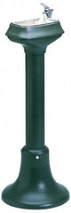 Halsey Taylor - Cast Iron Outdoor Pedestal Water Cooler & Fountain - Push Button Operated Bubbler, Cast Iron Green Enamel Finish - Americas Tooling