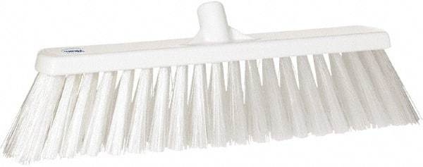 Vikan - 19" Heavy Duty Synthetic Push Broom - 4-25/64" Bristle Length, Plastic Block, European Threaded Handle Connection - Americas Tooling