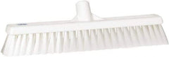 Vikan - 16" Fine Particle Synthetic Push Broom - 2" Bristle Length, Plastic Block, European Threaded Handle Connection - Americas Tooling