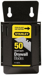 Stanley - 50 Piece Carbon Steel Drywall Utility Blade - 59mm OAL, 0.024" Blade Thickness - Americas Tooling