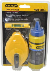 Stanley - 100' Long Chalk Reel, Chalk, Line Level - Blue - Americas Tooling