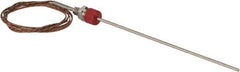 Thermo Electric - 0 to 1600°F, J Pipe Fitting, Thermocouple Probe - 6 Ft. Cable Length, Stripped Ends, 9 Sec Response Time - Americas Tooling