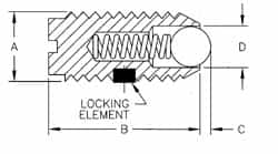 TE-CO - M10x1.5, 5.99mm Ball Diam, 19mm Body Length, 2.01mm Max Ball Reach, Threaded Ball Plunger - Americas Tooling