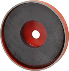 Value Collection - 25 kg Average Pull Force, 3-1/8" Diam, 1/2" High, Ceramic Pot Magnet - 3/8" Hole ID, Red, 0.34" Countersunk Hole - Americas Tooling